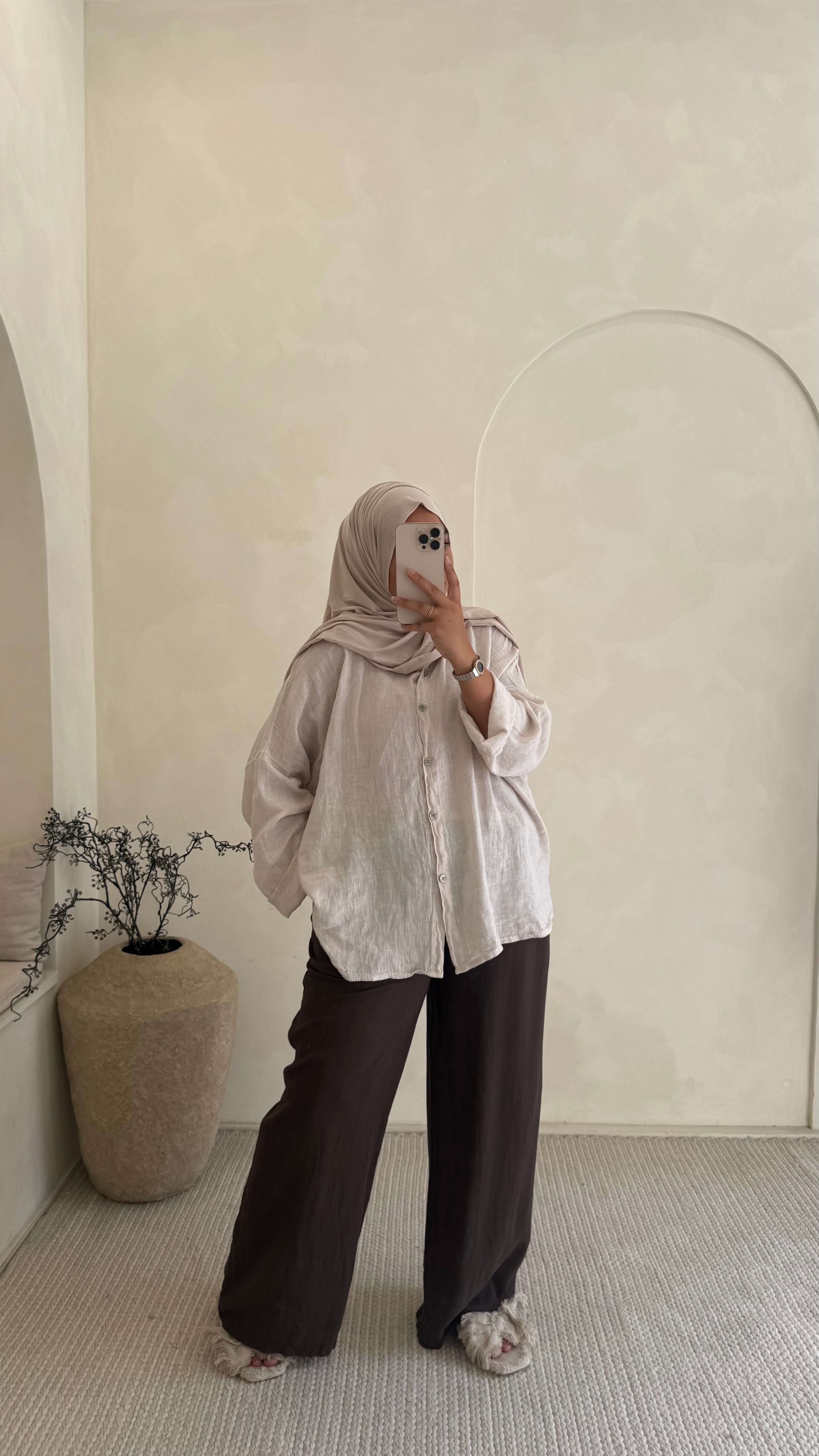 Pantalon en lin marron