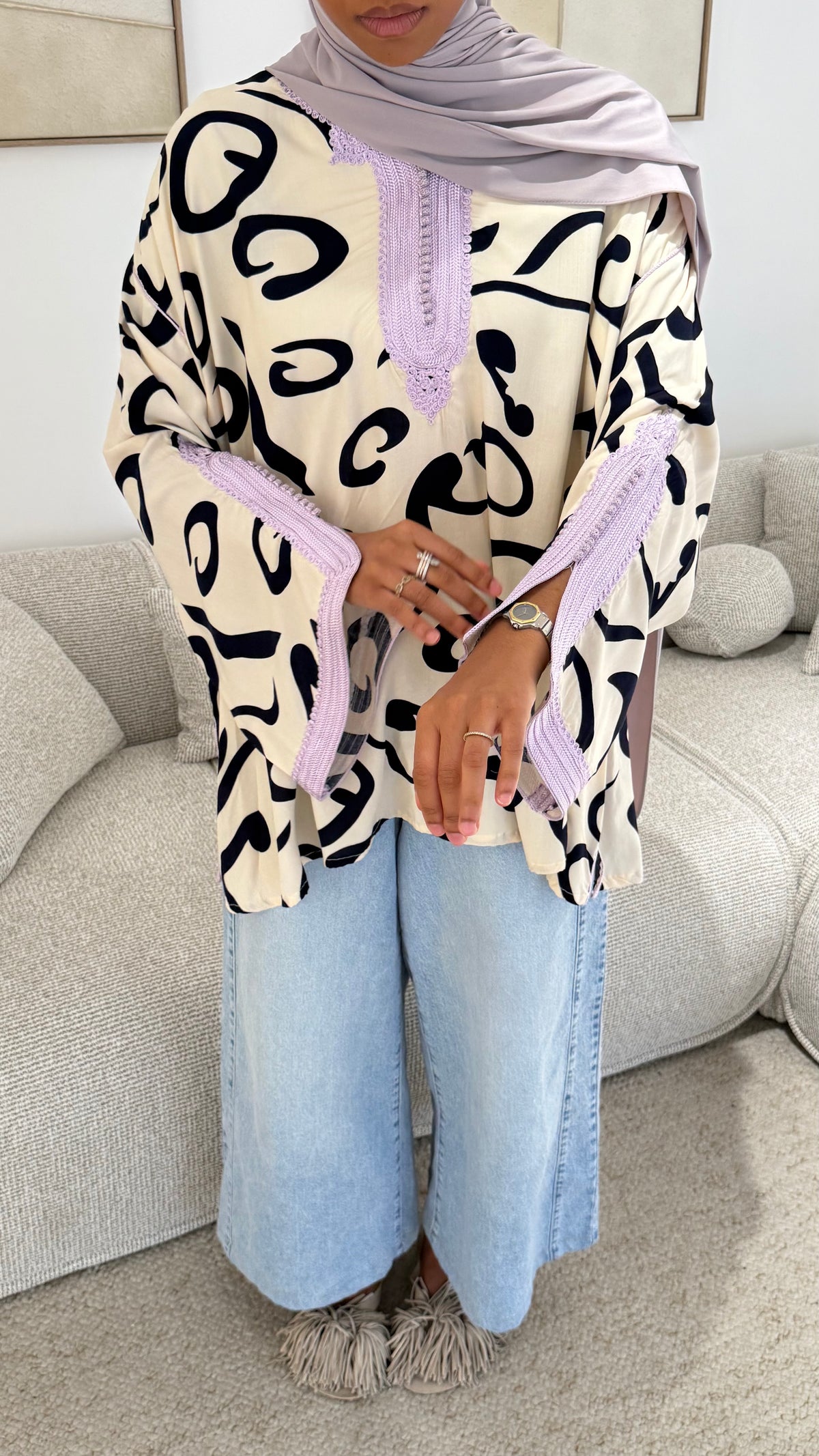 Blouse beldi lilas QALAM LAYLAK