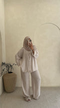 Pantalon en lin beige