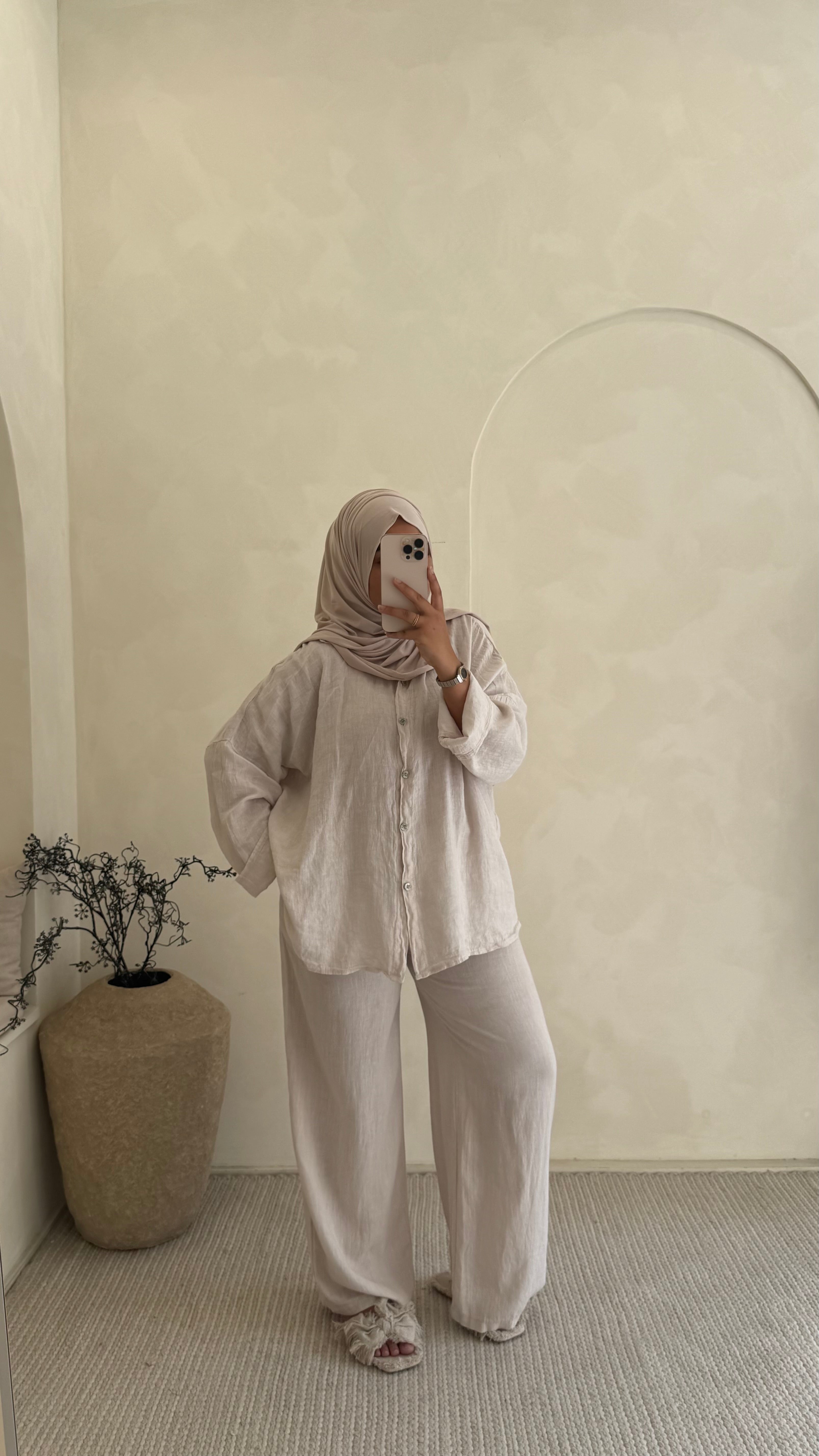 Pantalon en lin beige