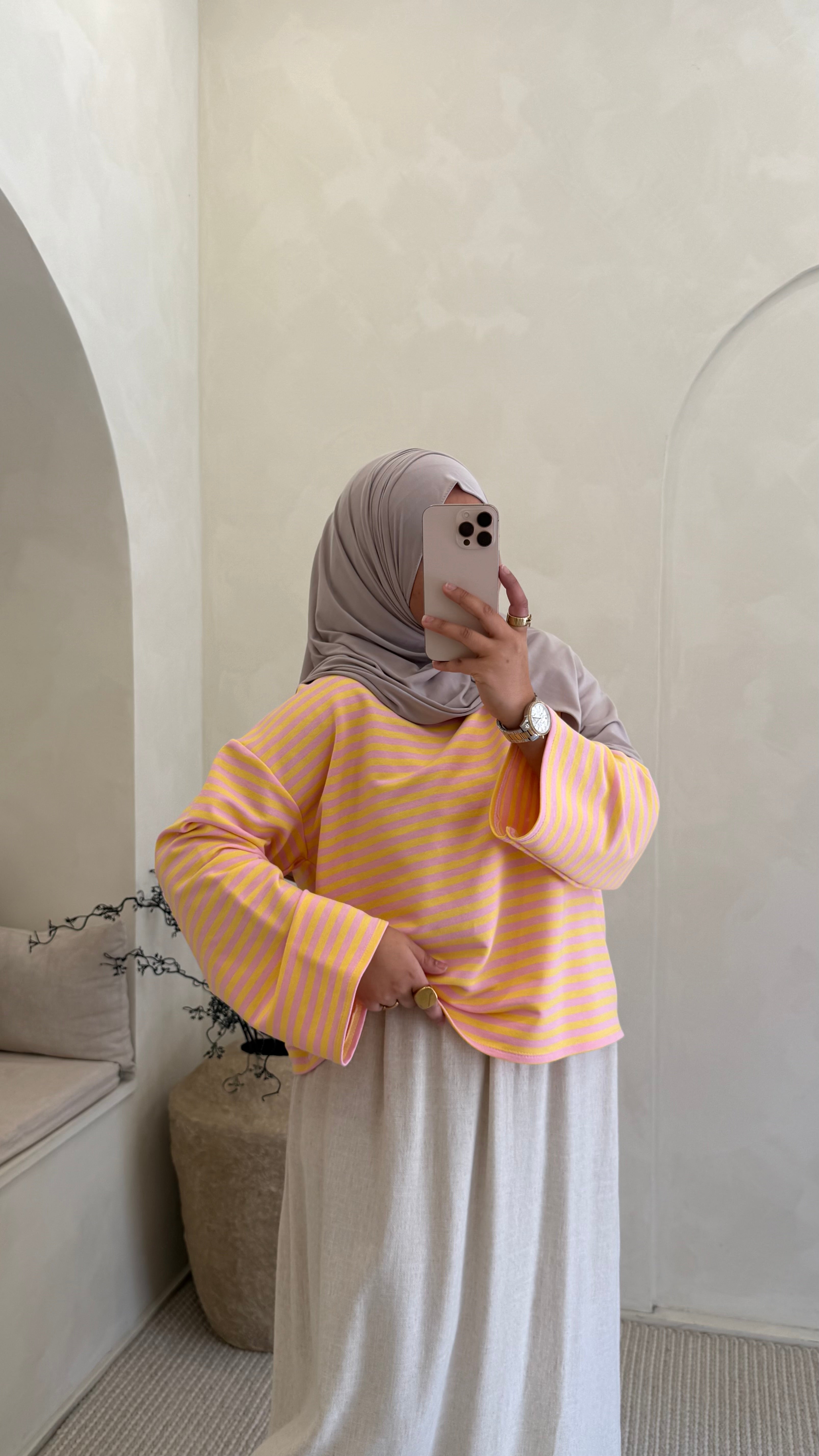 Pull Solal Rose et jaune