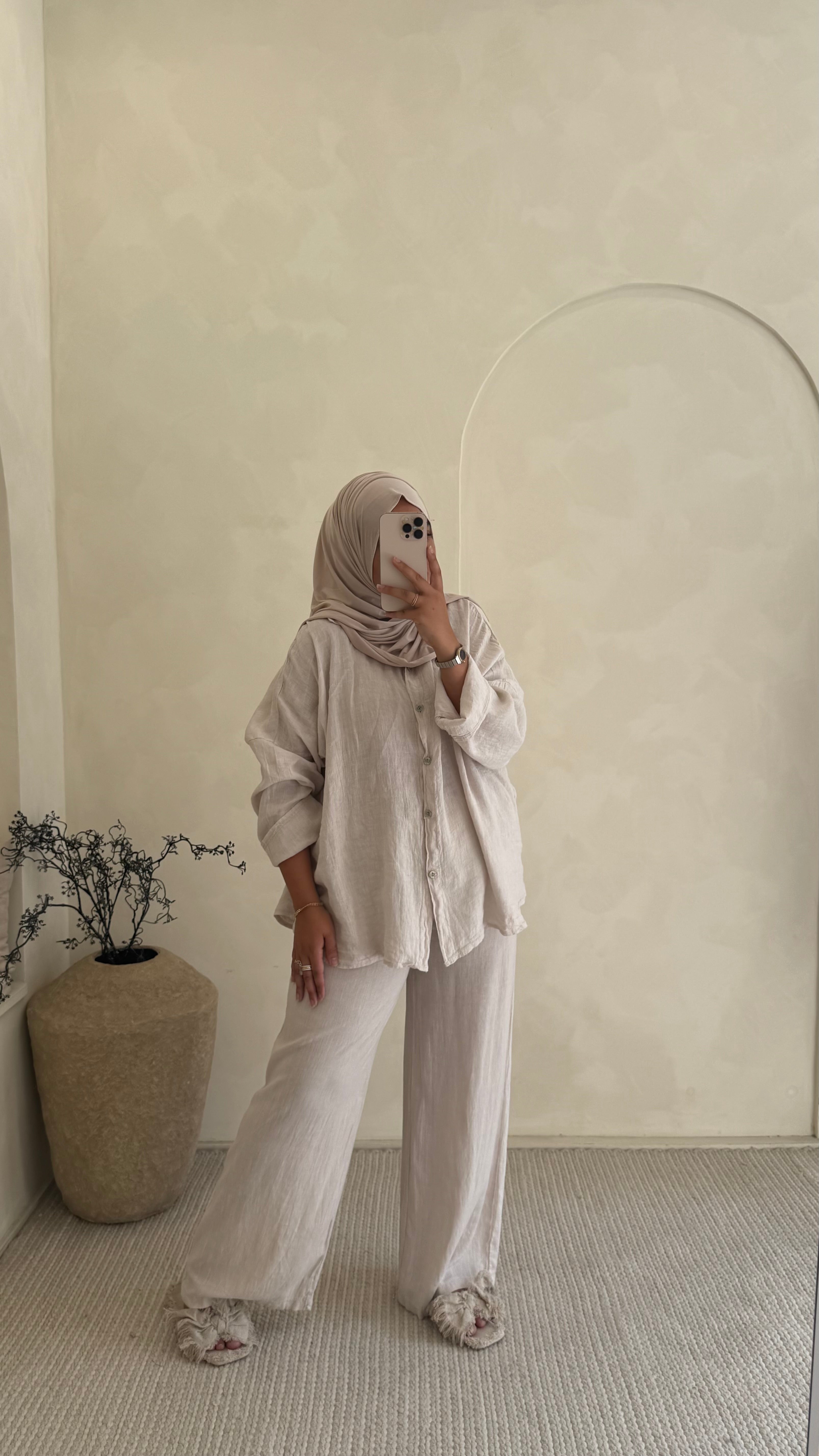 Pantalon en lin beige