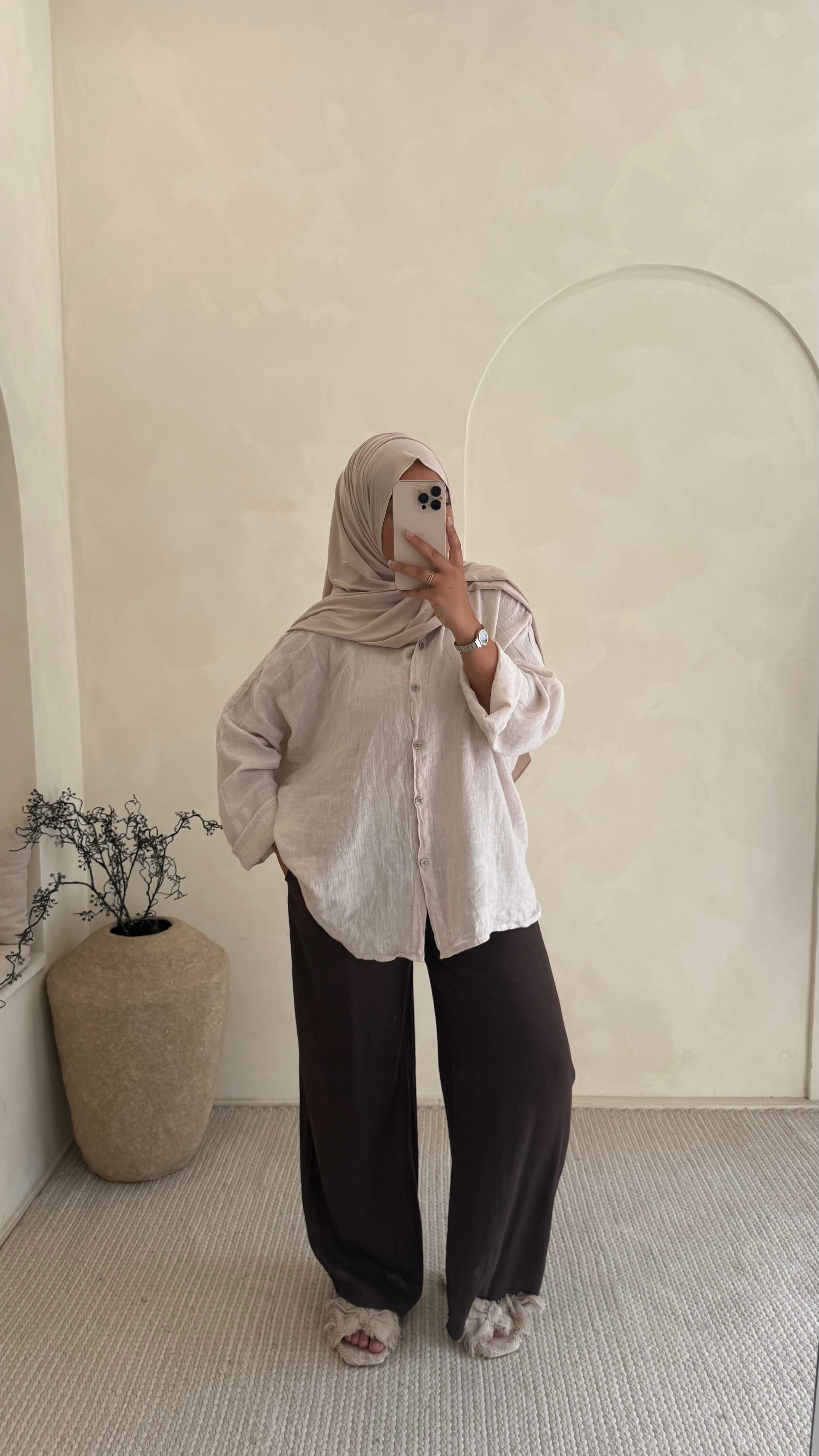 Pantalon en lin marron