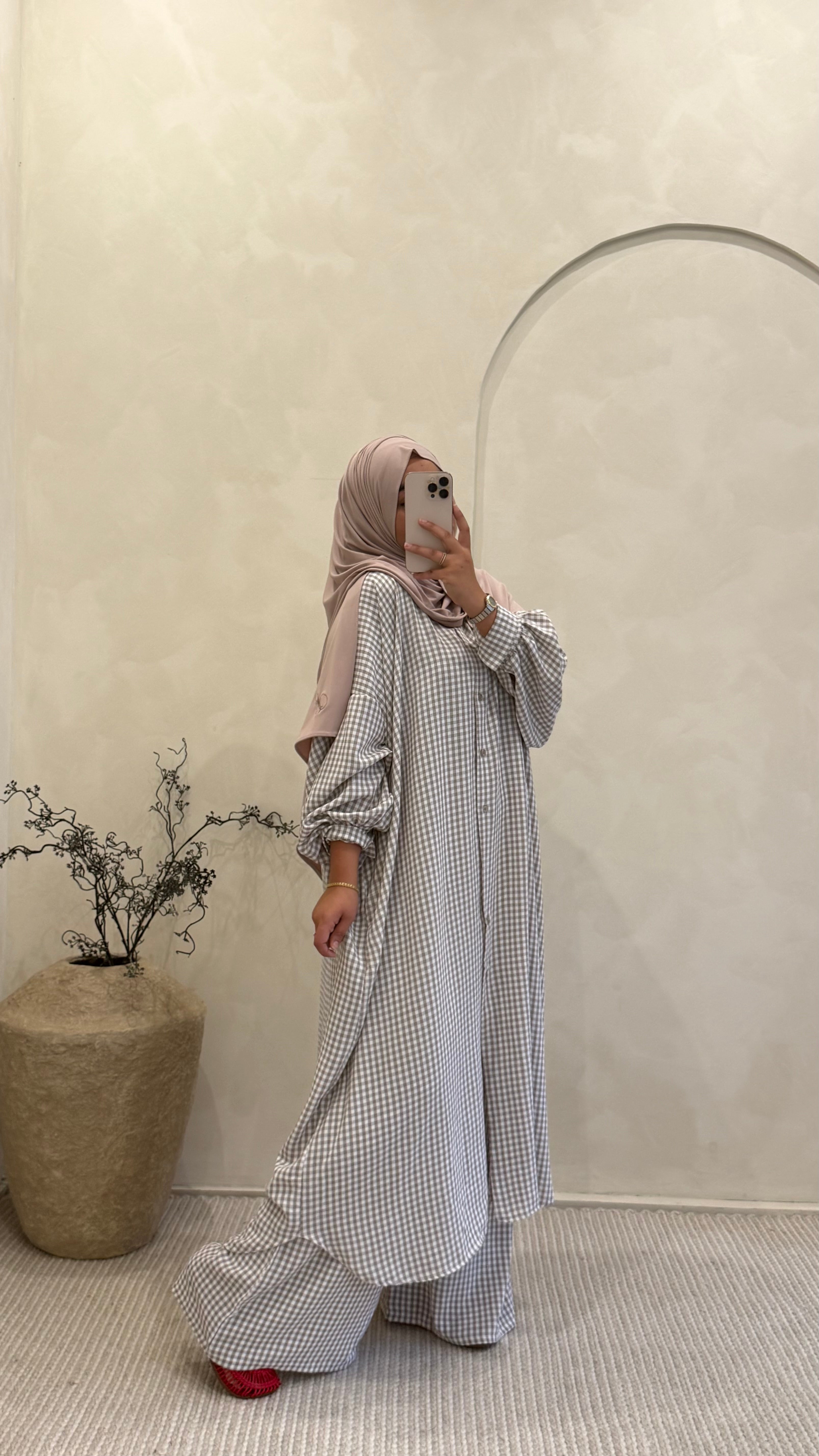 Ensemble Fyrielle carreaux Beige