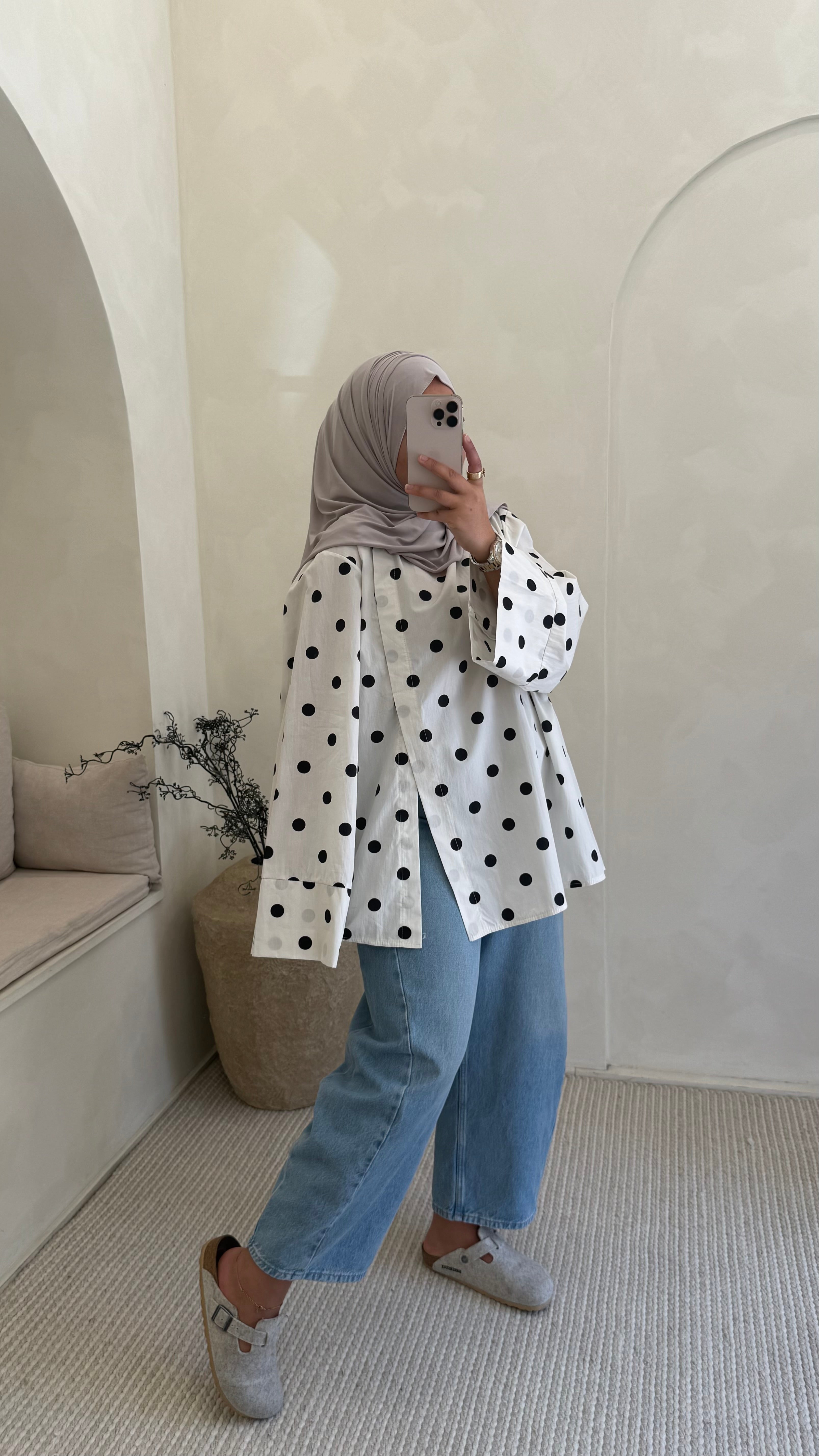 Chemise Mia à pois Blanc