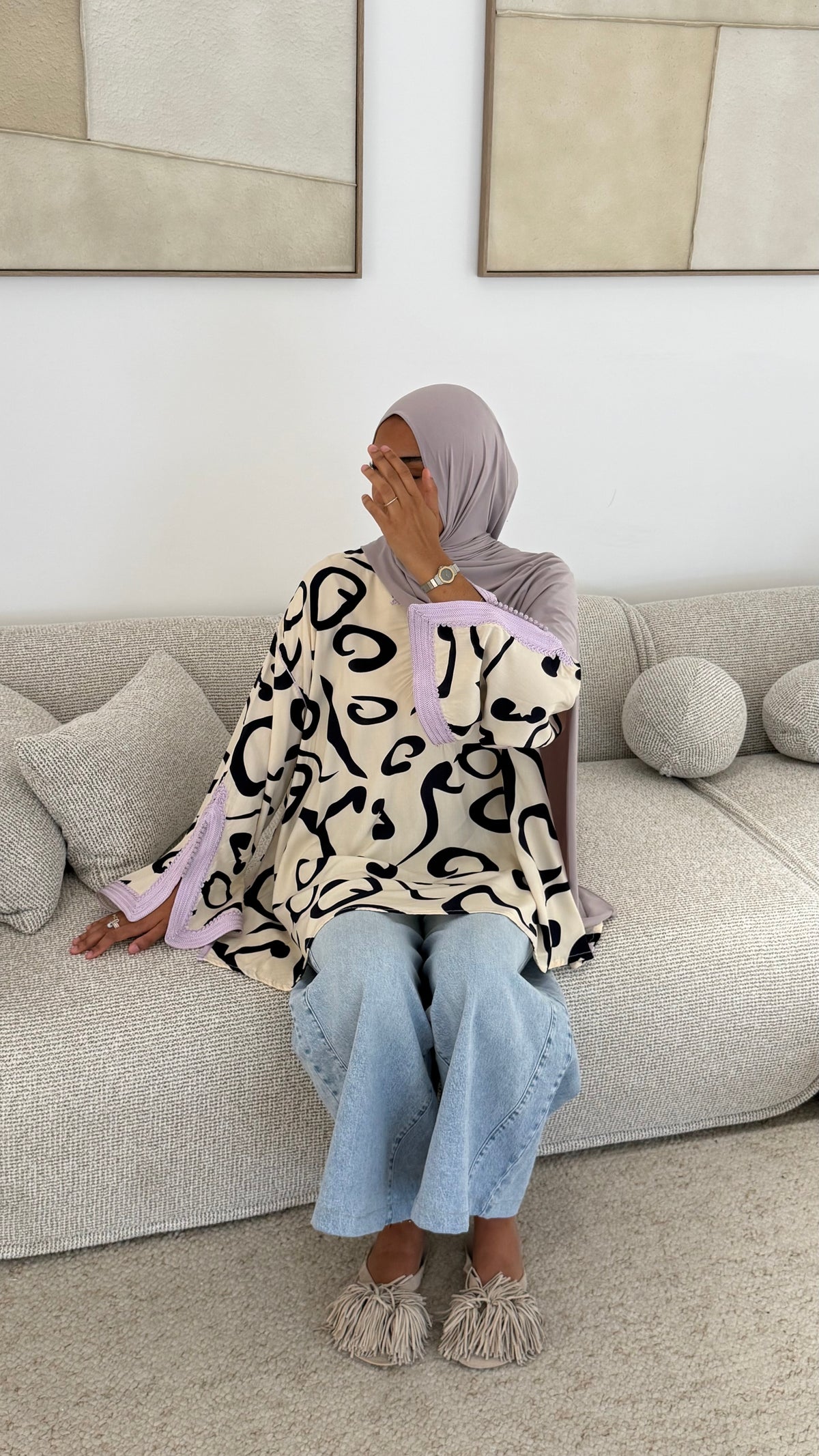 Blouse beldi lilas QALAM LAYLAK