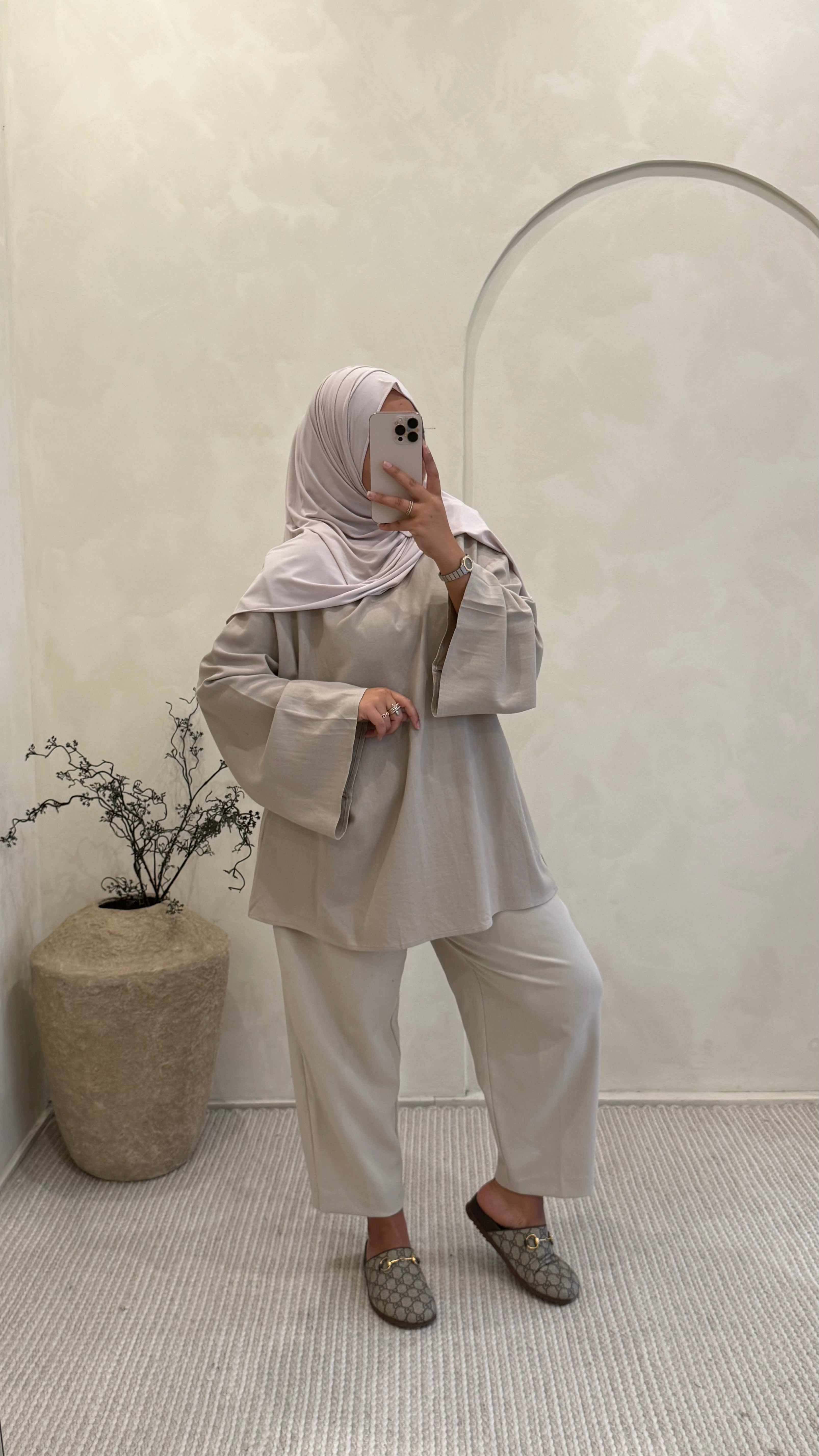 Blouse Ayna greige Linen