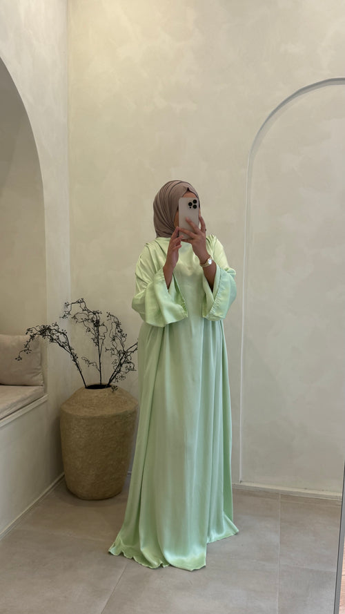 Abaya sayna vert pomme