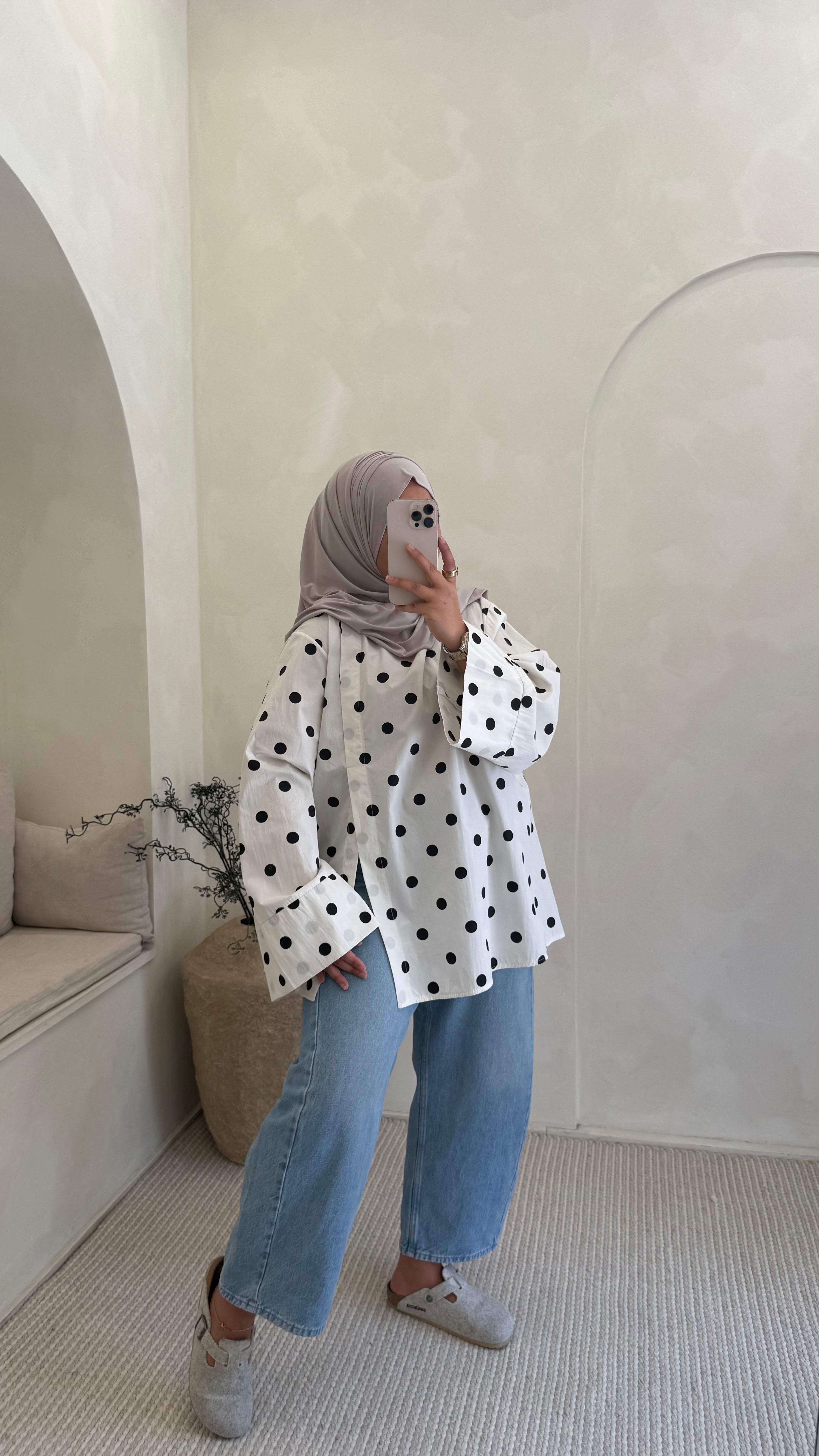Chemise Mia à pois Blanc