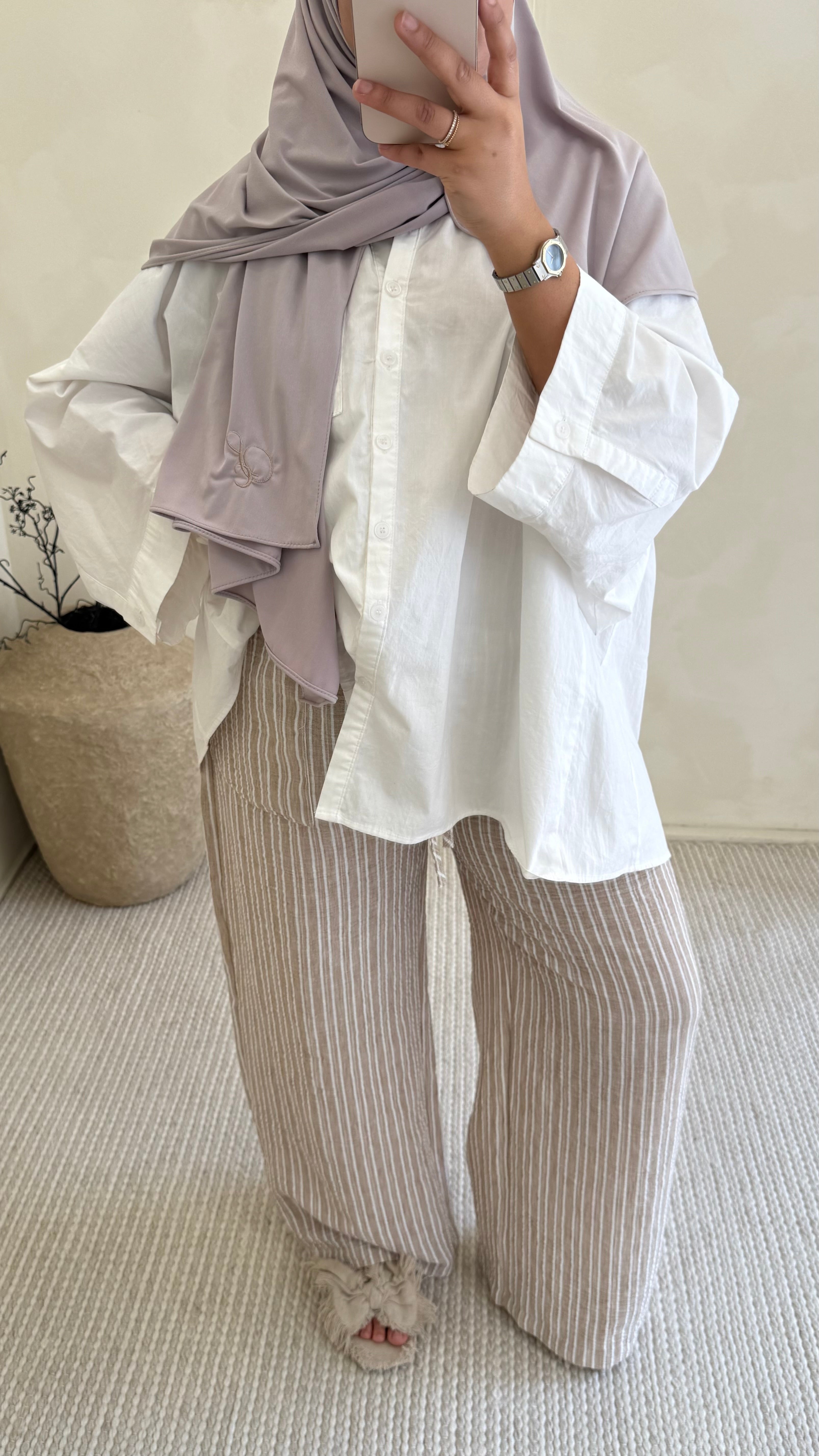 Pantalon Vichy beige