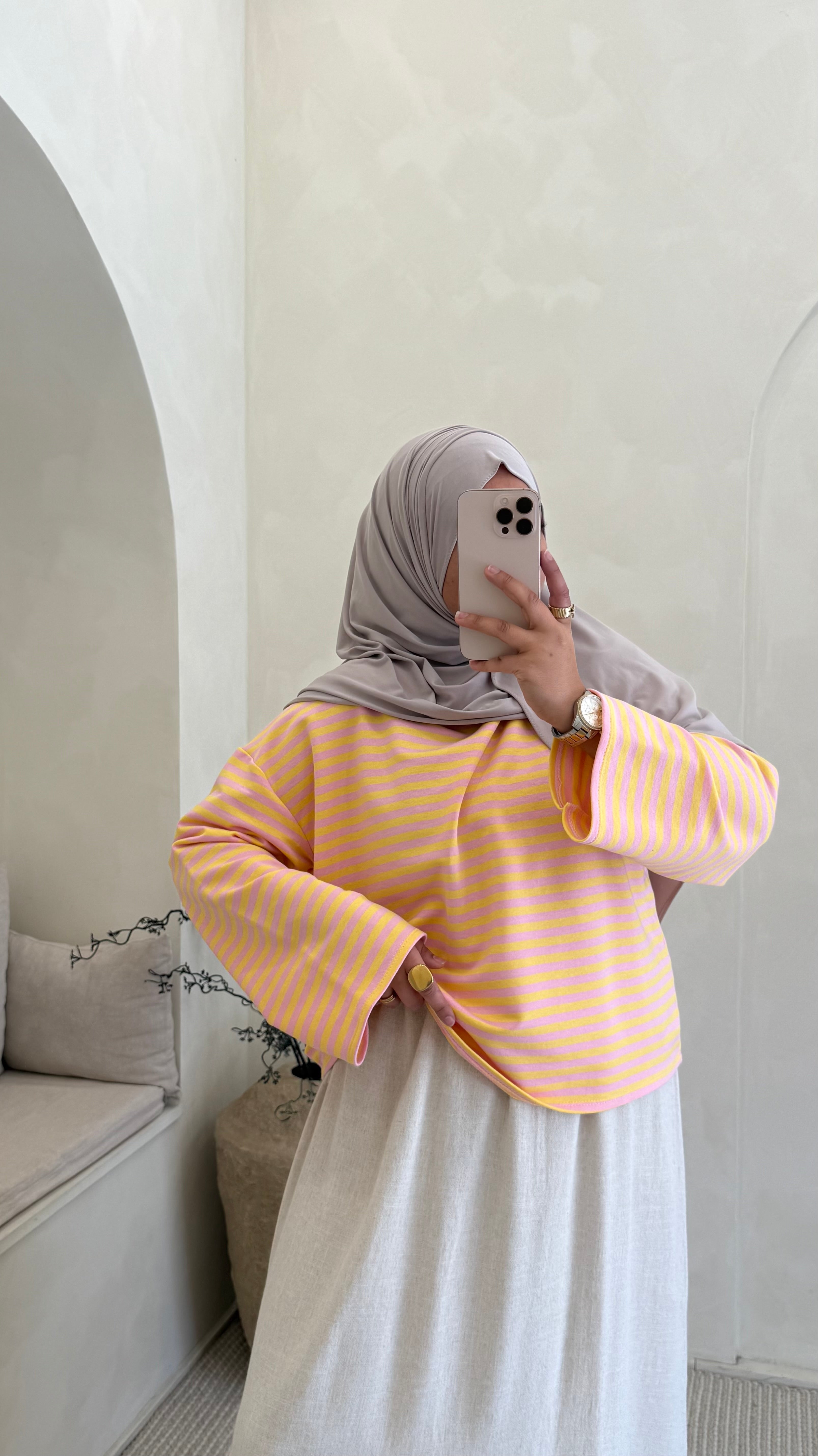 Pull Solal Rose et jaune