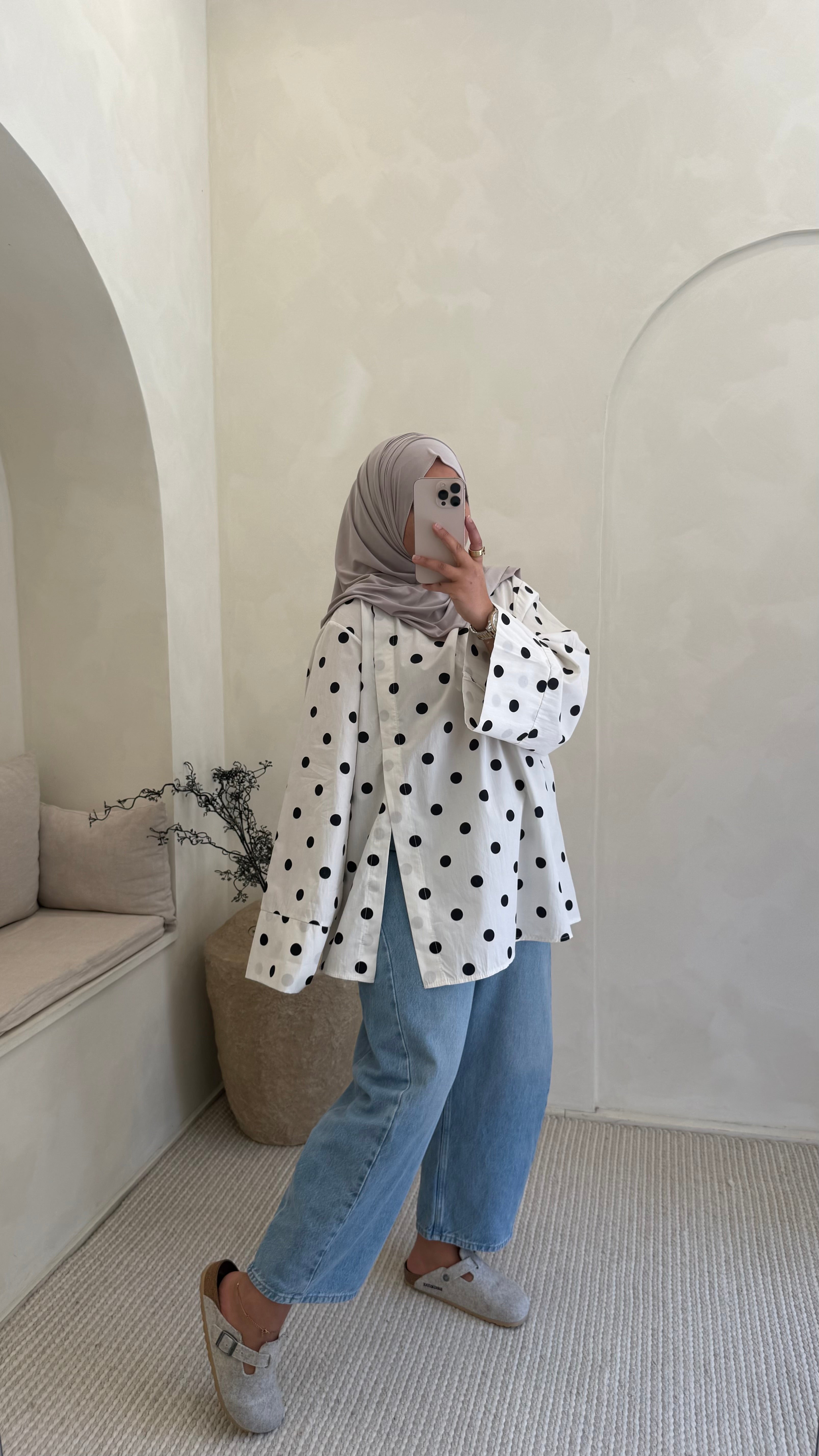 Chemise Mia à pois Blanc