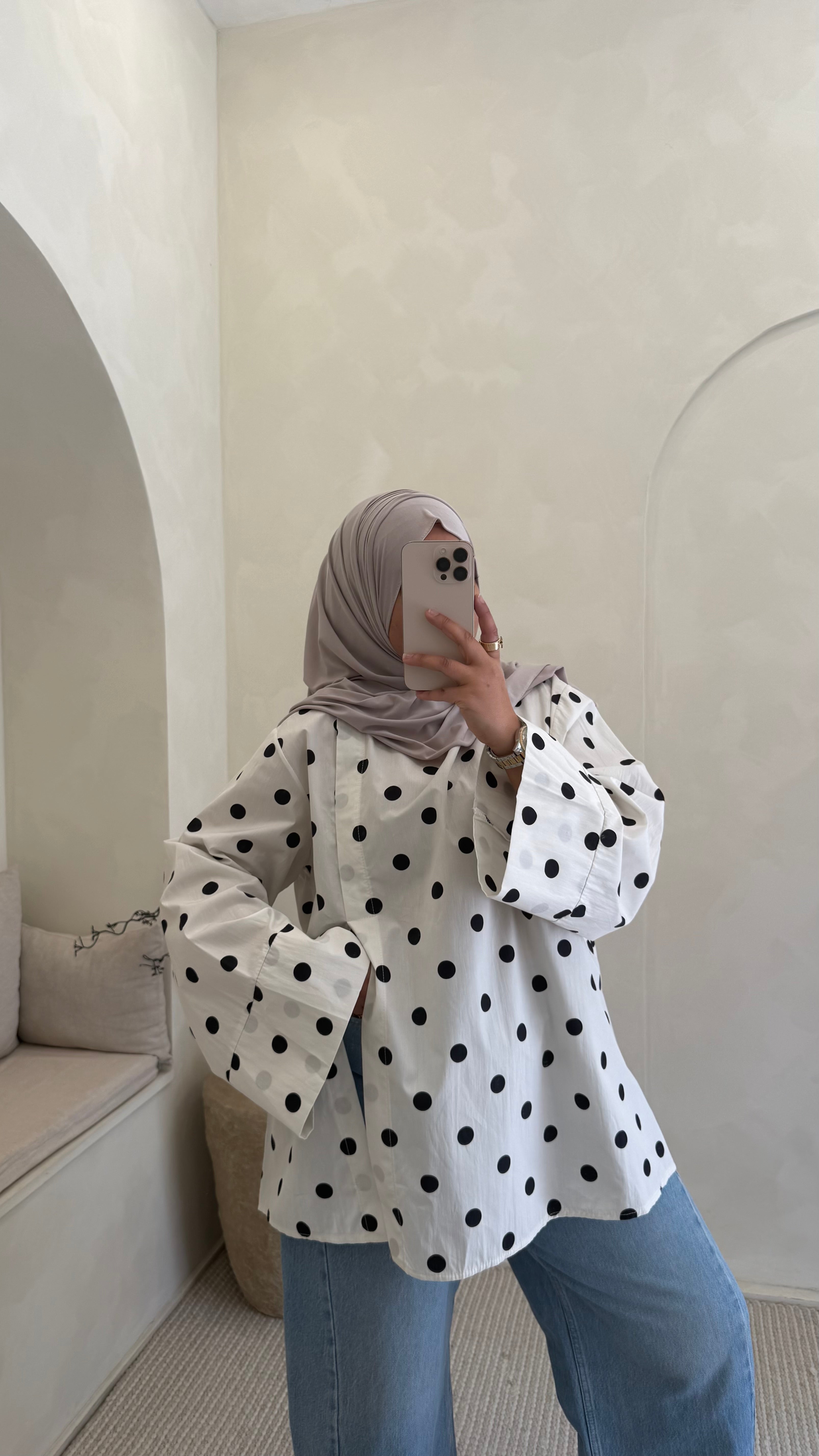 Chemise Mia à pois Blanc