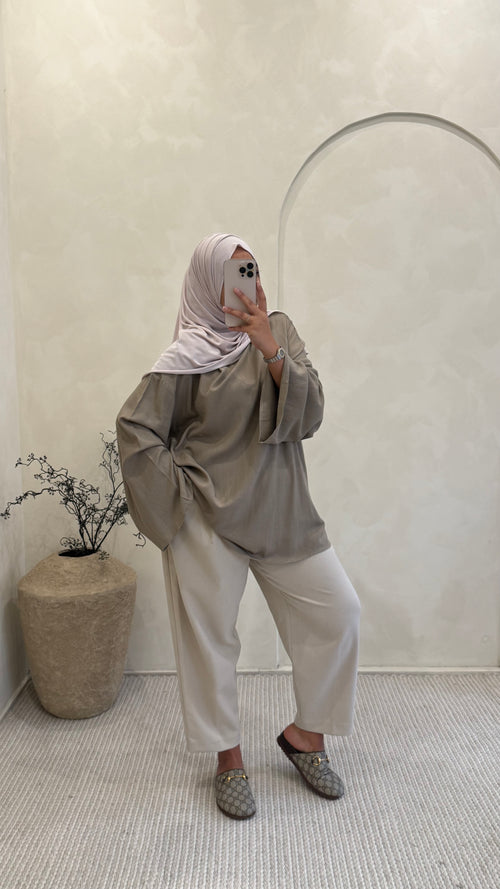 Blouse Ayna taupe Linen
