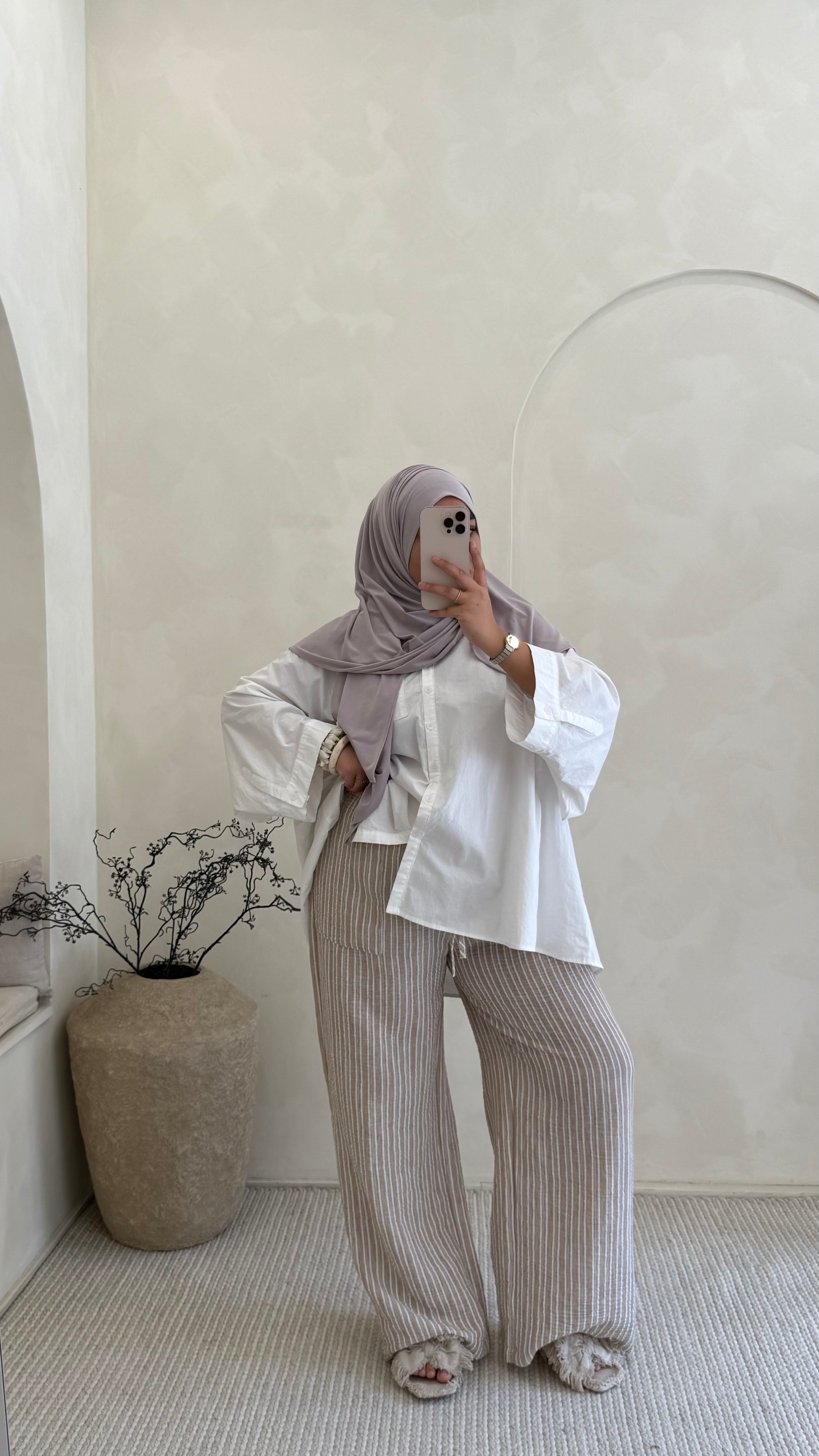 Pantalon Vichy beige