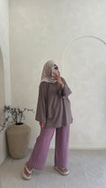 Pantalon Vanina gris & rose
