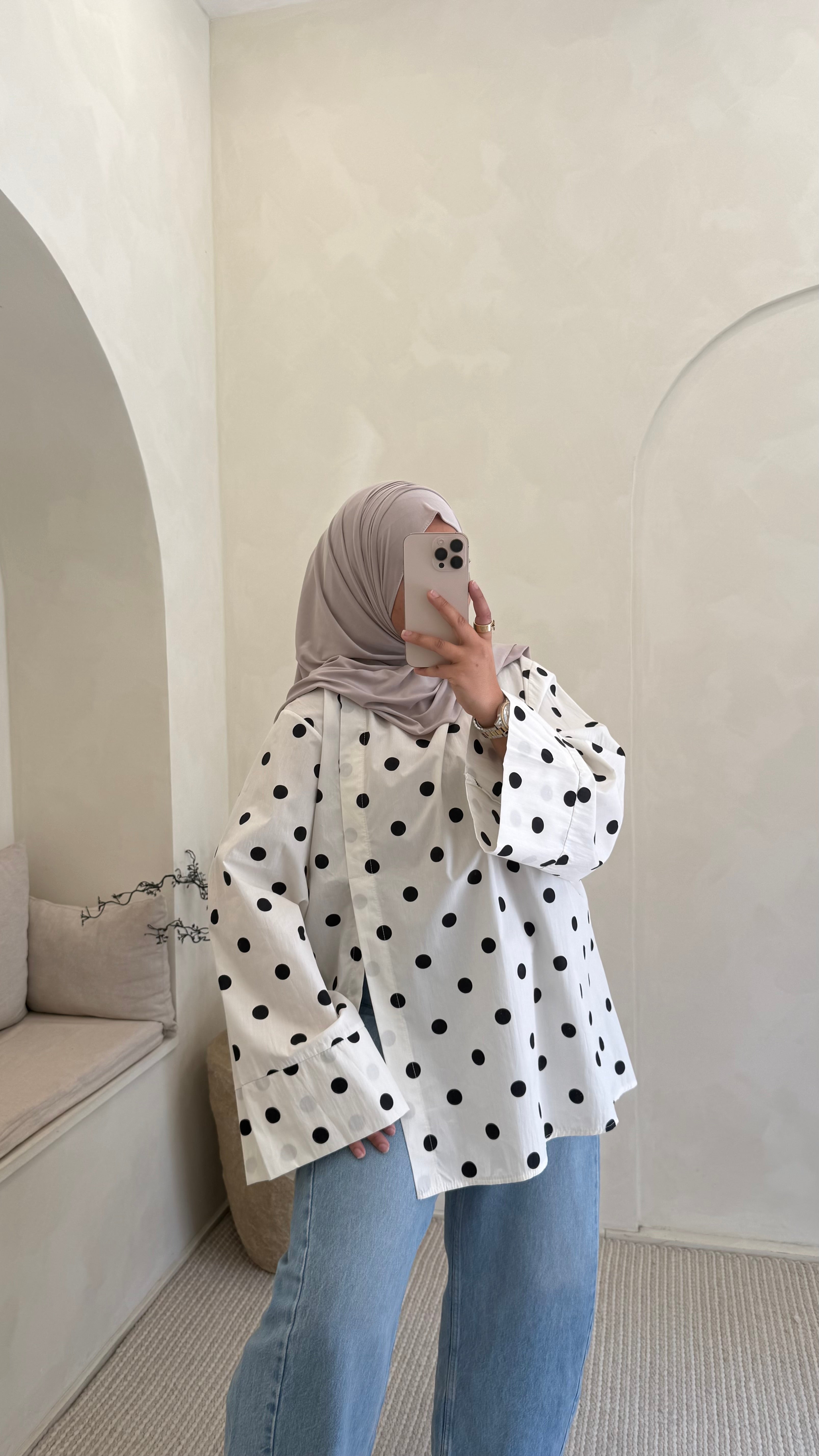 Chemise Mia à pois Blanc