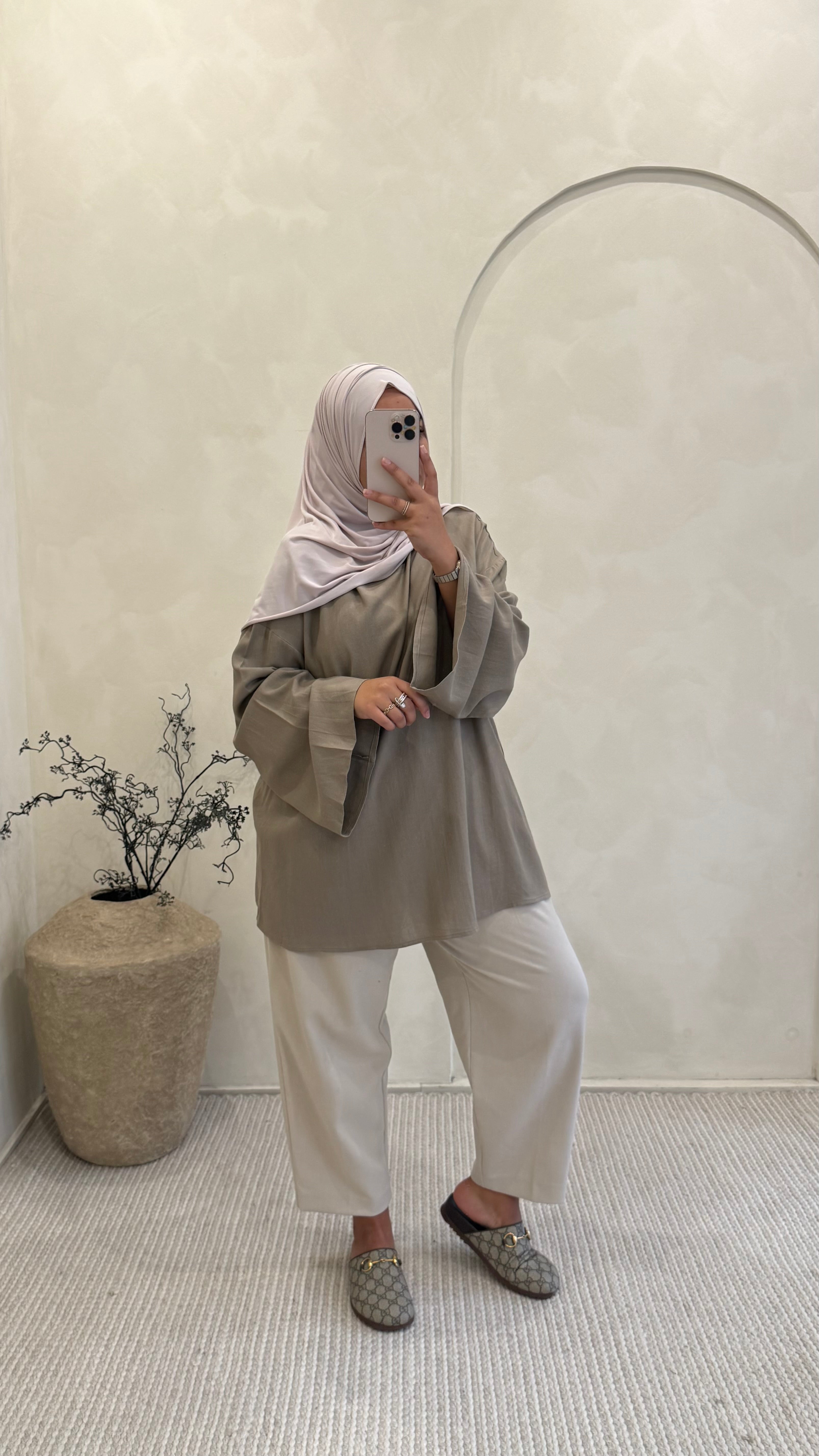 Blouse Ayna taupe Linen