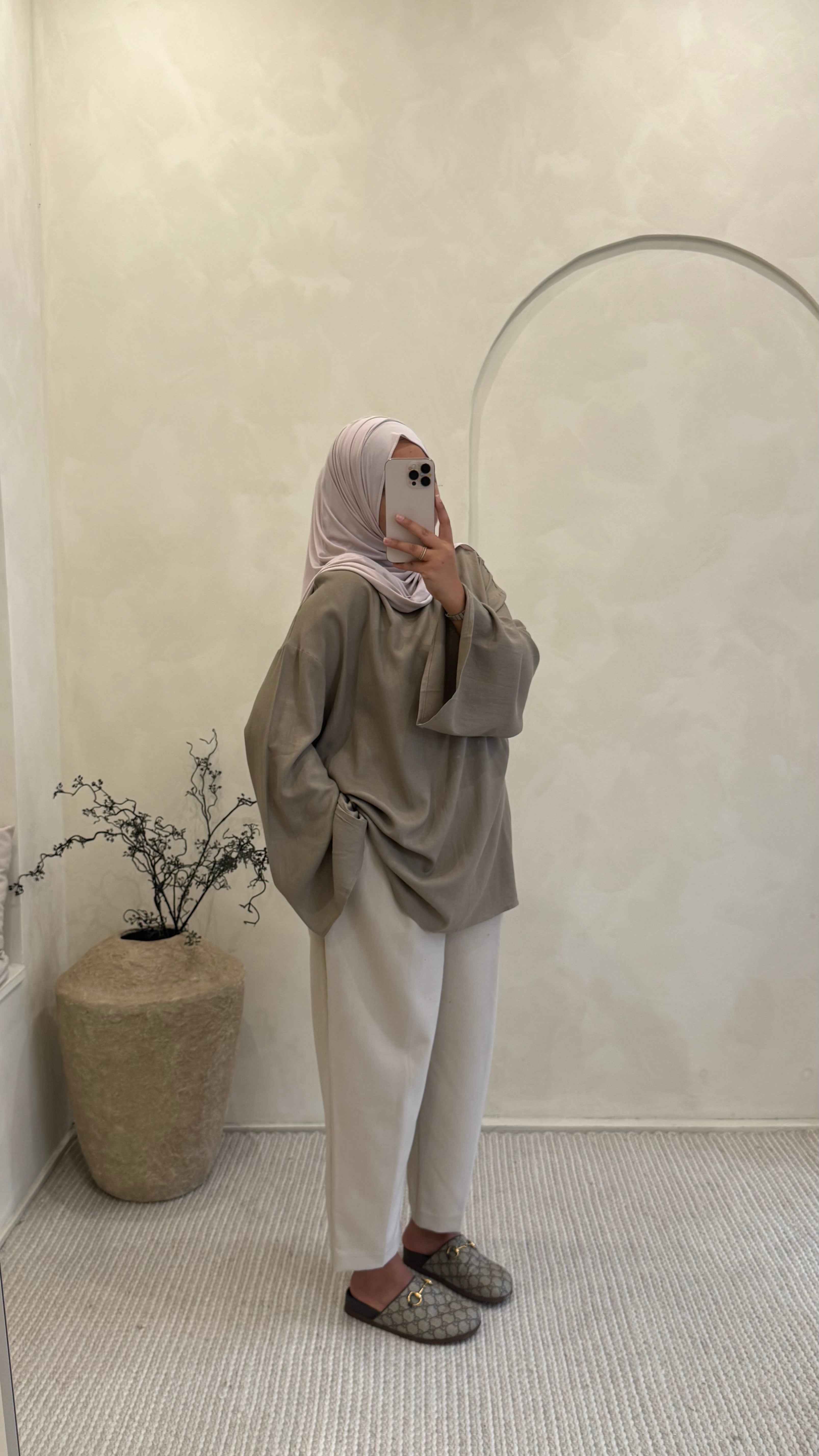 Blouse Ayna taupe Linen