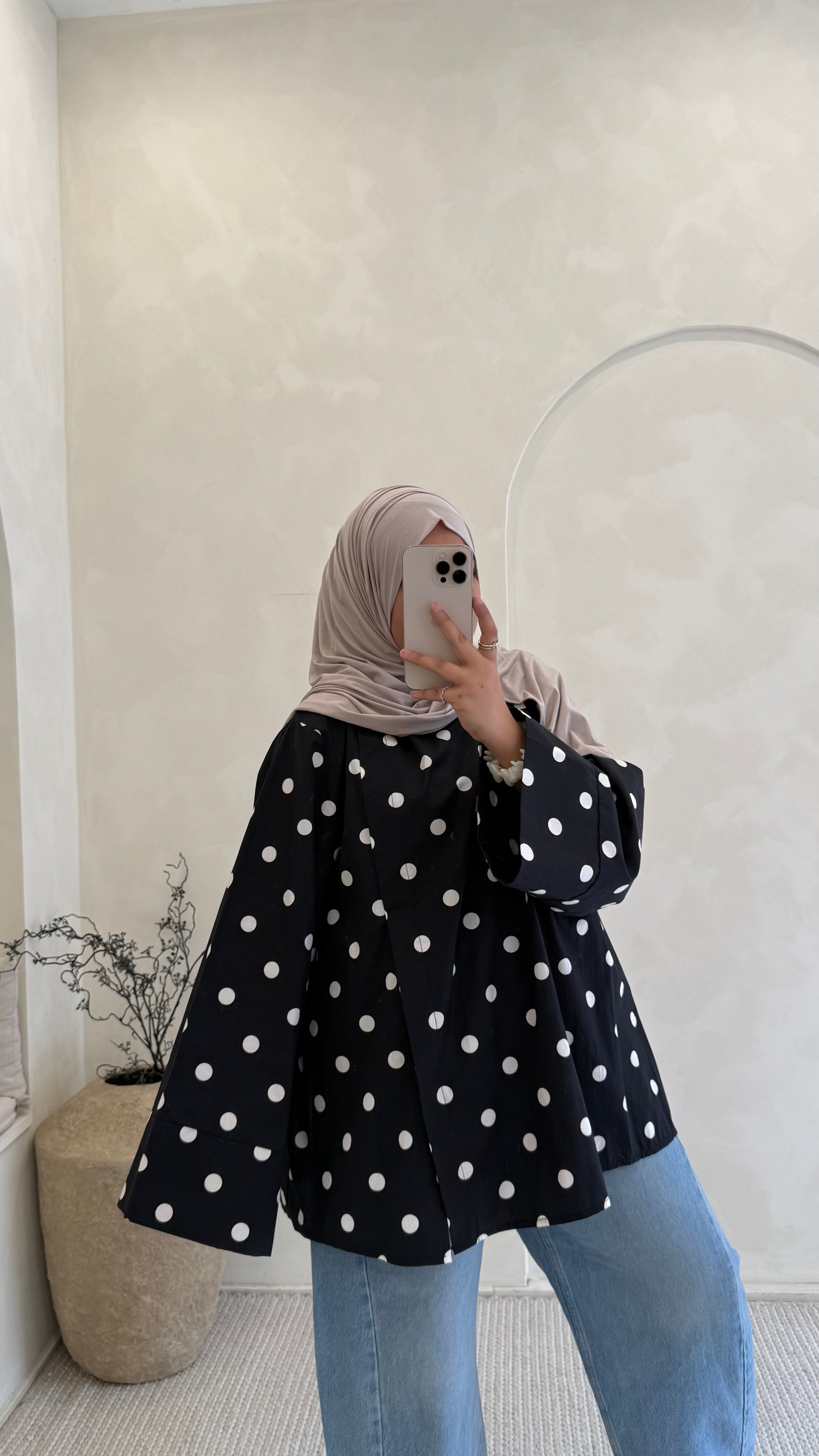 Chemise Mia à pois Noir