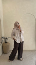 Pantalon en lin marron