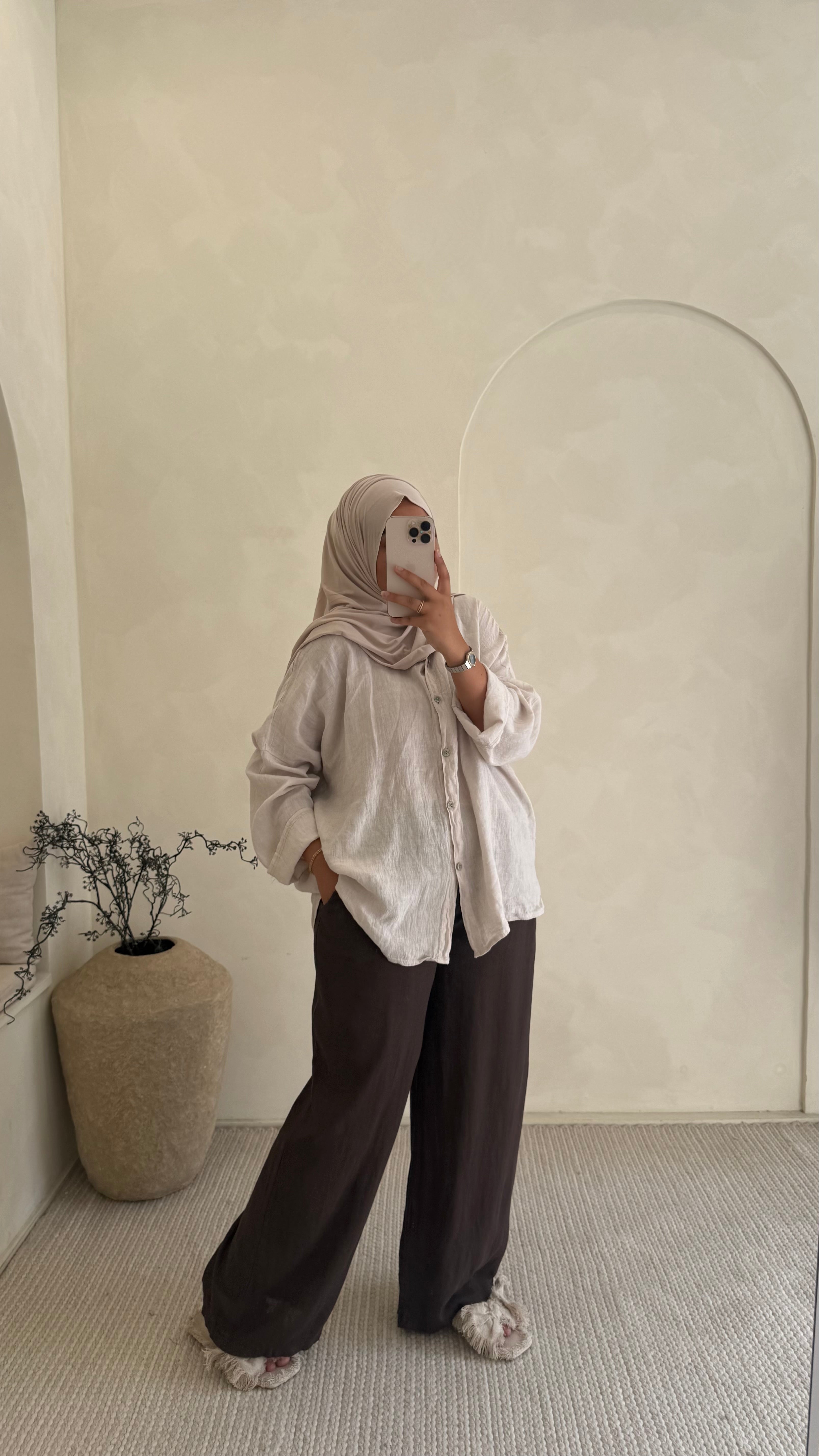 Pantalon en lin marron