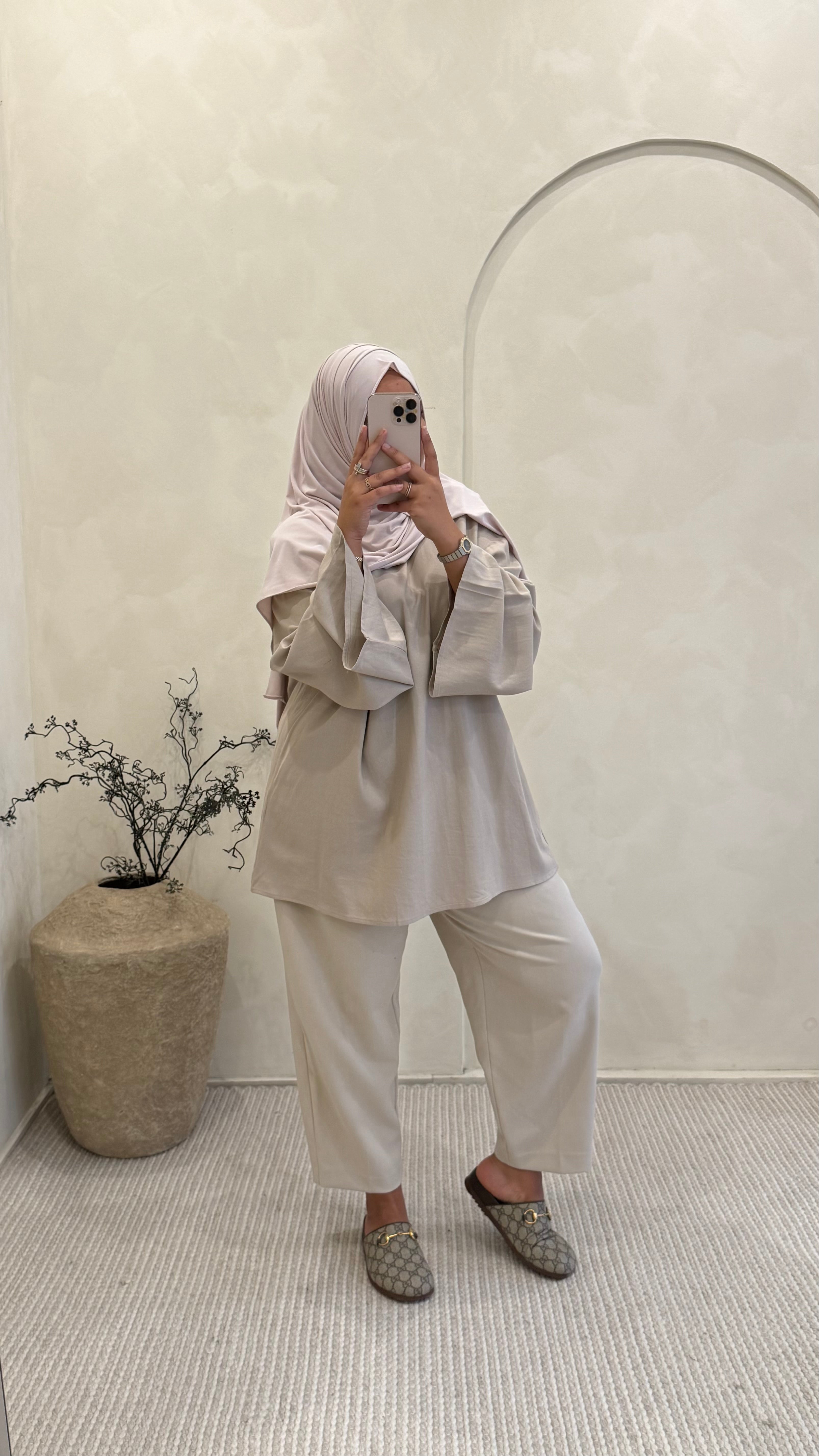 Blouse Ayna greige Linen