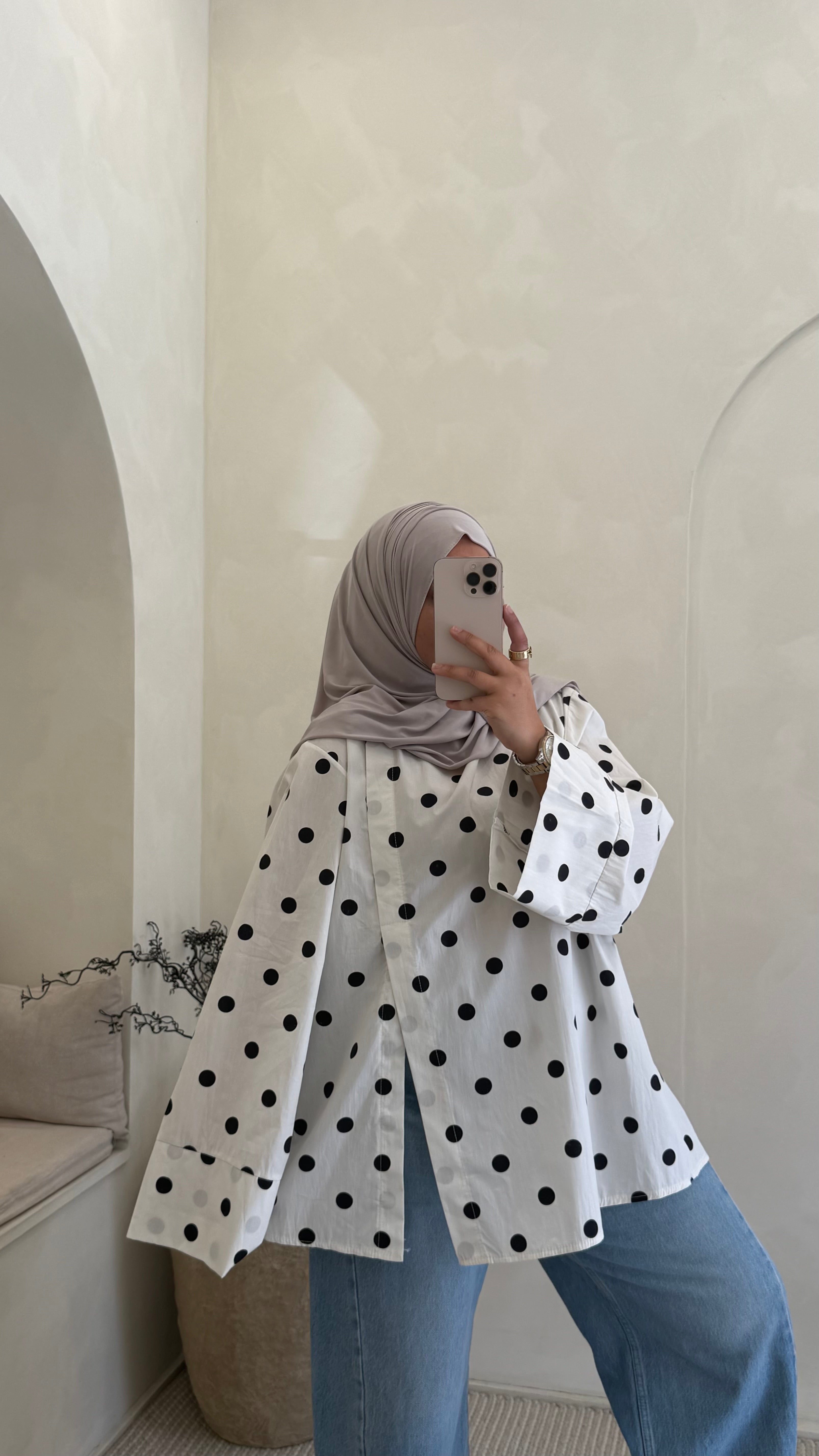 Chemise Mia à pois Blanc